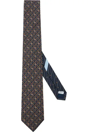 Salvatore Ferragamo Corbata de seda con estampado de etiquetas