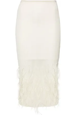 Patrizia Pepe Falda midi con detalle de plumas