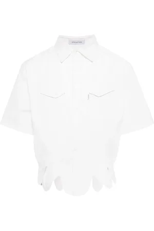 JUNTAE KIM Camisa estilo corset festoneado