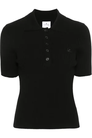 Courrèges Playera tipo polo tejida de canalé Iconic
