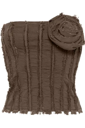 BLUMARINE ^ top strapless con aplique floral