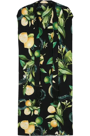 Roberto Cavalli Vestido midi con limones estampados