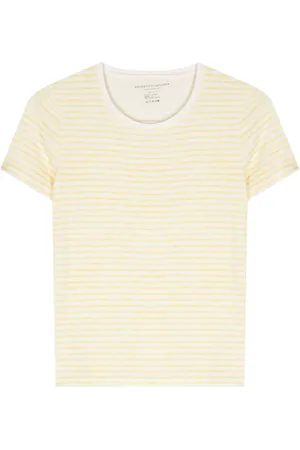 Majestic Playera con cuello redondo y motivo de rayas