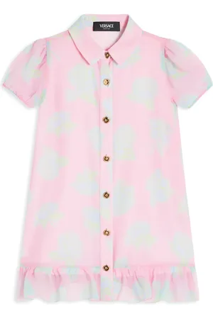 VERSACE Vestido camisero de seda con estampado de rosas