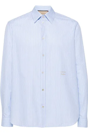 Gucci Camisa con logo bordado y motivo de rayas diplomáticas