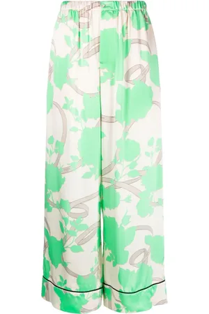 Fendi Pantalones palazzo de seda con estampado gráfico