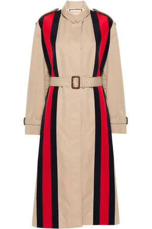 Gucci Gabardina con cinturón y motivo Web