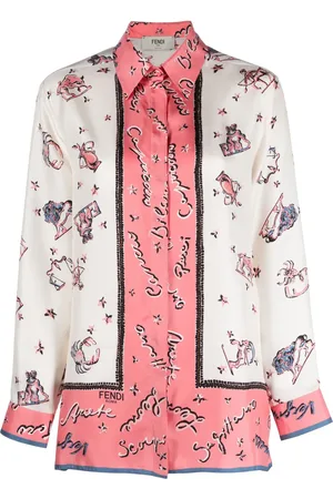 Fendi Camisa de seda con logo estampado