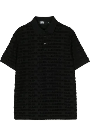 Karl Lagerfeld Playera tipo polo con monograma afelpado