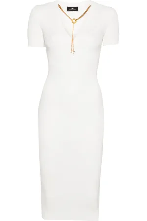 Elisabetta Franchi Vestido midi con diseño tejido de canalé