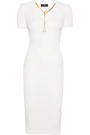 Elisabetta Franchi Vestido midi con diseño tejido de canalé