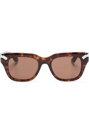 Alexander McQueen Lentes de sol con armazón cuadrada estilo carey