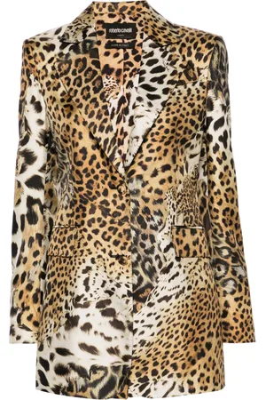Roberto Cavalli Blazer de seda con estampado Jaguar Skin