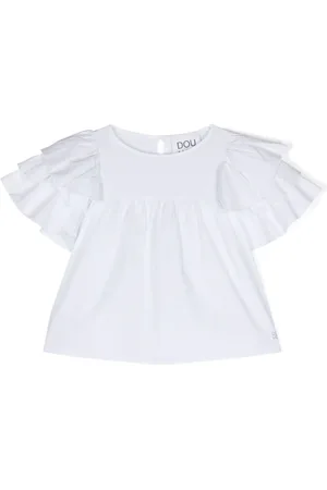 DOUUOD KIDS Blusa con volantes en las mangas