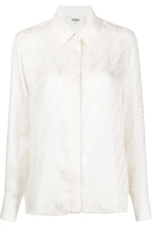 Fendi Camisa de seda con logo FF en jacquard