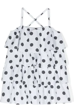 DOUUOD KIDS Vestido corto con estampado de lunares y volantes