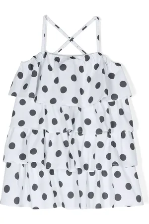 DOUUOD KIDS Vestido corto con estampado de lunares y volantes
