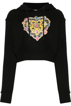 VERSACE Hoodie corta con logo estampado