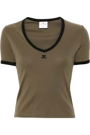 Courrèges Playera con parche del logo y cuello en V