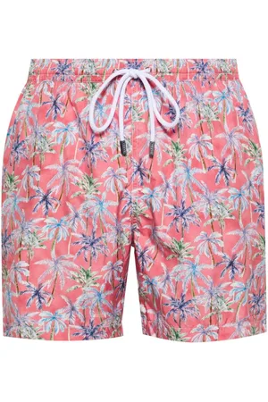 BARBA Shorts de playa con palmeras estampadas