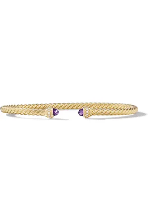David Yurman Pulsera Classic Cablespira en oro amarillo de 18kt con diamantes de 3mm