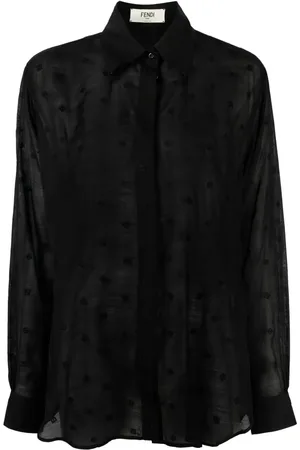 Fendi Camisa semitransparente con bordado FF