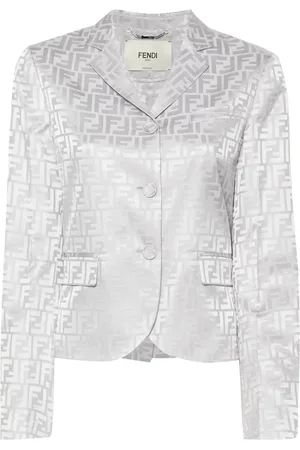 Fendi Blazer de seda con logo FF en jacquard