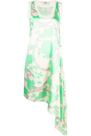 Fendi Vestido de seda con motivo floral