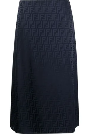 Fendi Falda midi de seda con motivo FF