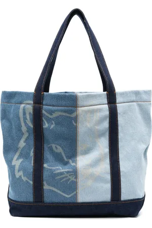 Maison Kitsuné Tote de mezclilla Fox Head mediana