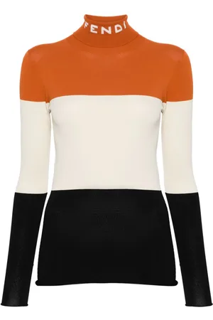 Fendi Suéter con diseño color block y logo en intarsia