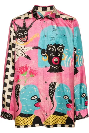 Botter Camisa de seda con estampado gráfico