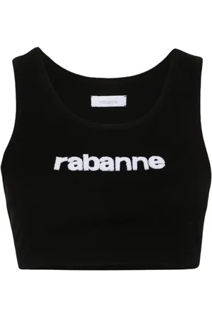Paco rabanne Top tejido de canalé con logo afelpado