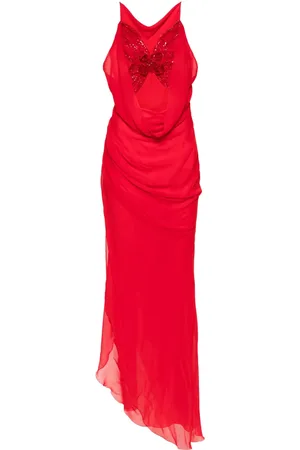 BLUMARINE Vestido asimétrico con motivo de mariposa
