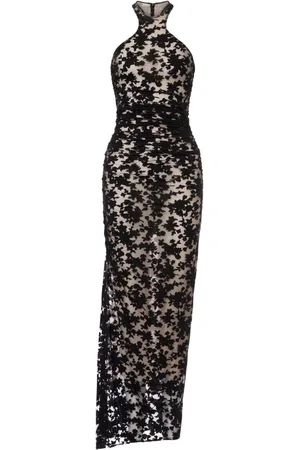 Serafini Vestido con estampado floral y cuello halter