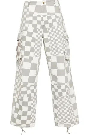 ERL Pantalones rectos con cuadros estampados