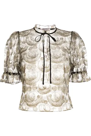 Gilda & Pearl Playera de malla con diseño bordado
