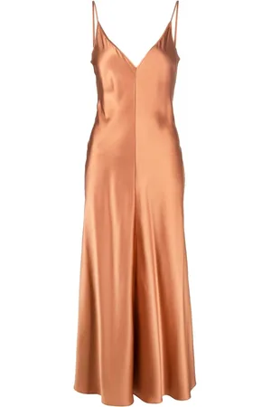 Voz Vestido con acabado satinado y cuello en V