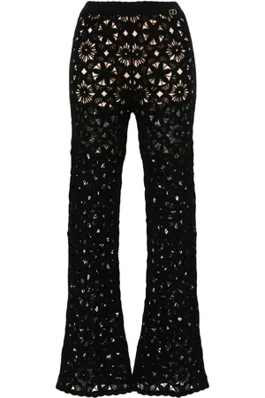 Twin-Set Pantalones acampanados de crochet floral