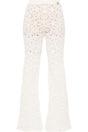 Twin-Set Pantalones acampanados de crochet floral