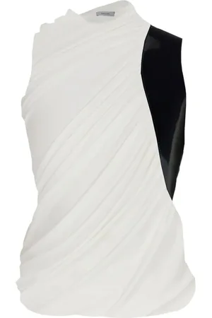 Salvatore Ferragamo Top sin mangas con panel de cuero