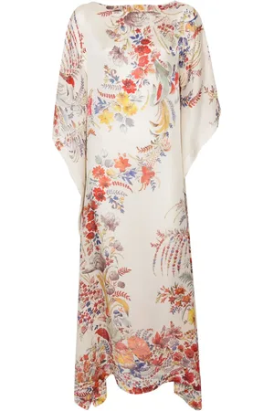 CARINE GILSON Vestido largo de seda con estampado floral
