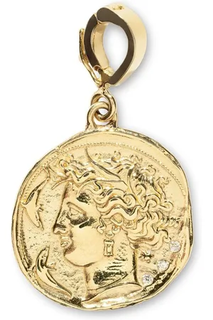 Azlee Dije Goddess pequeño en oro amarillo de 18kt con diamantes