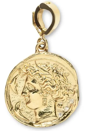 Azlee Dije Goddess pequeño en oro amarillo de 18kt con diamantes