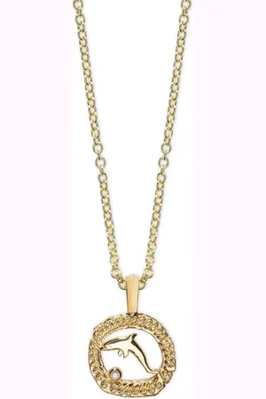 Azlee Collar Petite Of The Sea en oro amarillo de 18kt con diamantes