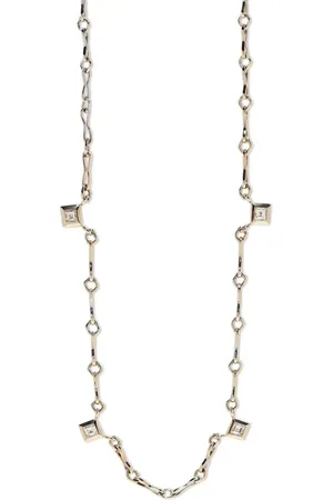 Azlee Collar Lozenge en oro amarillo de 18kt con diamantes