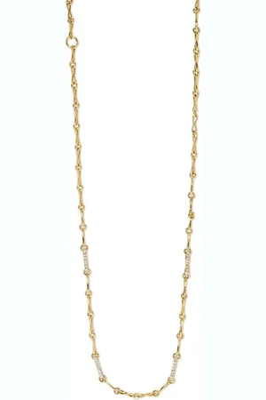 Azlee Collar de cadena pequeño en oro amarillo de 18kt con diamantes