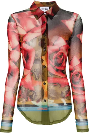 Jean Paul Gaultier Camisa con rosas estampadas