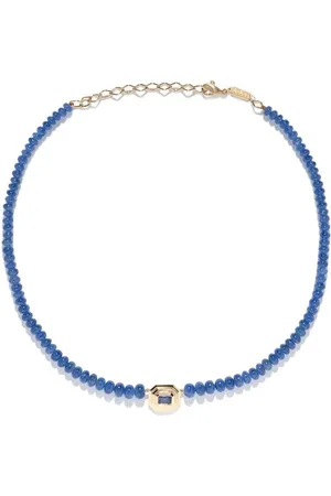 Azlee Collar Rich Staircase en oro amarillo de 18kt con zafiro