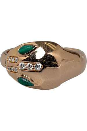 Bvlgari Anillo Serpenti en oro rosa de 18kt con malaquita y diamantes